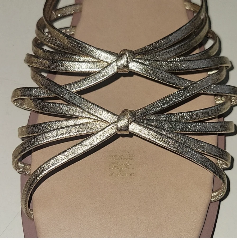 ZARA GOLD Strappy Knot Sandals Size 7.5 - Picture 7 of 15